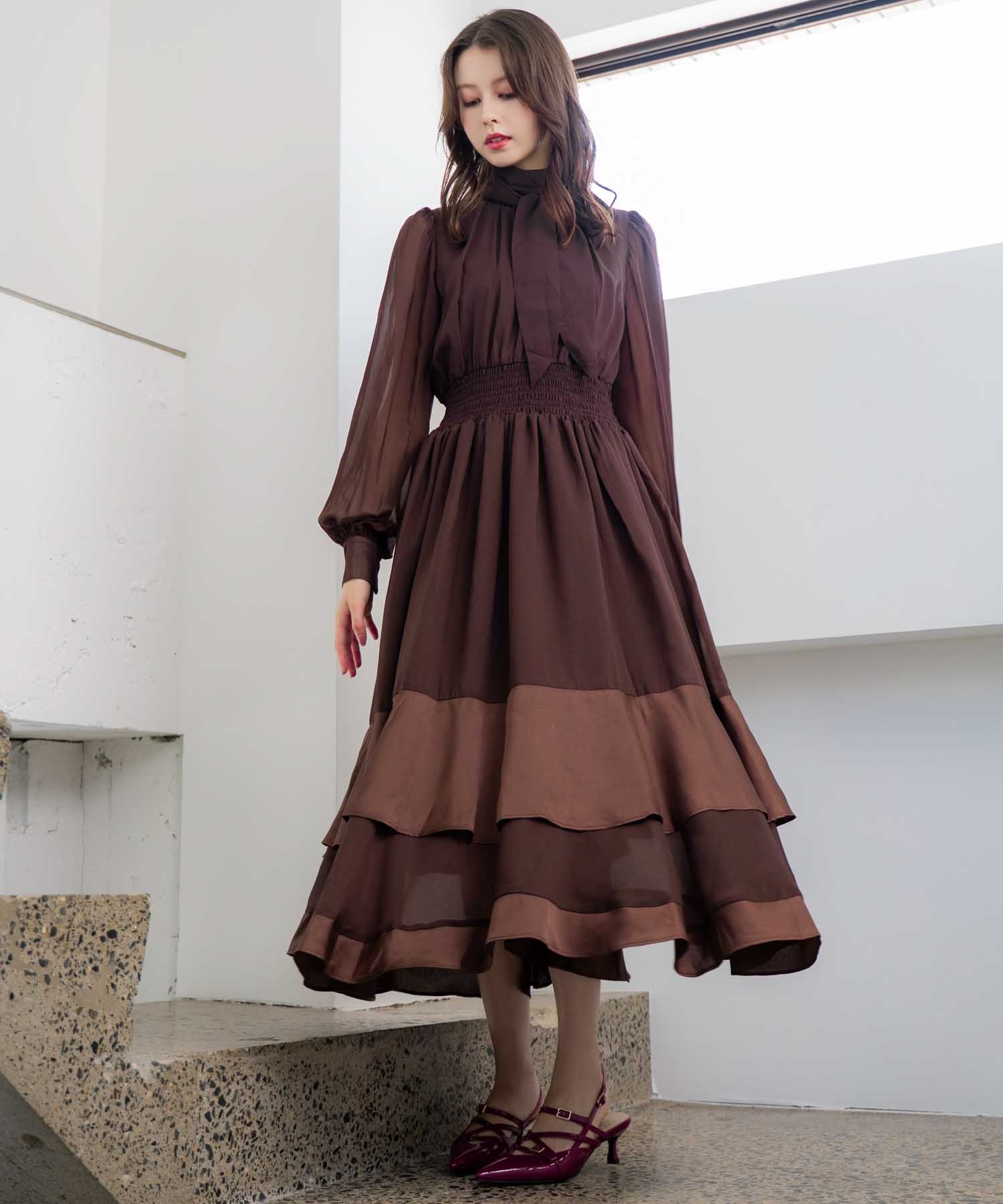 シアーサテンコンビワンピース | ロングワンピース | NOELA OFFICIAL