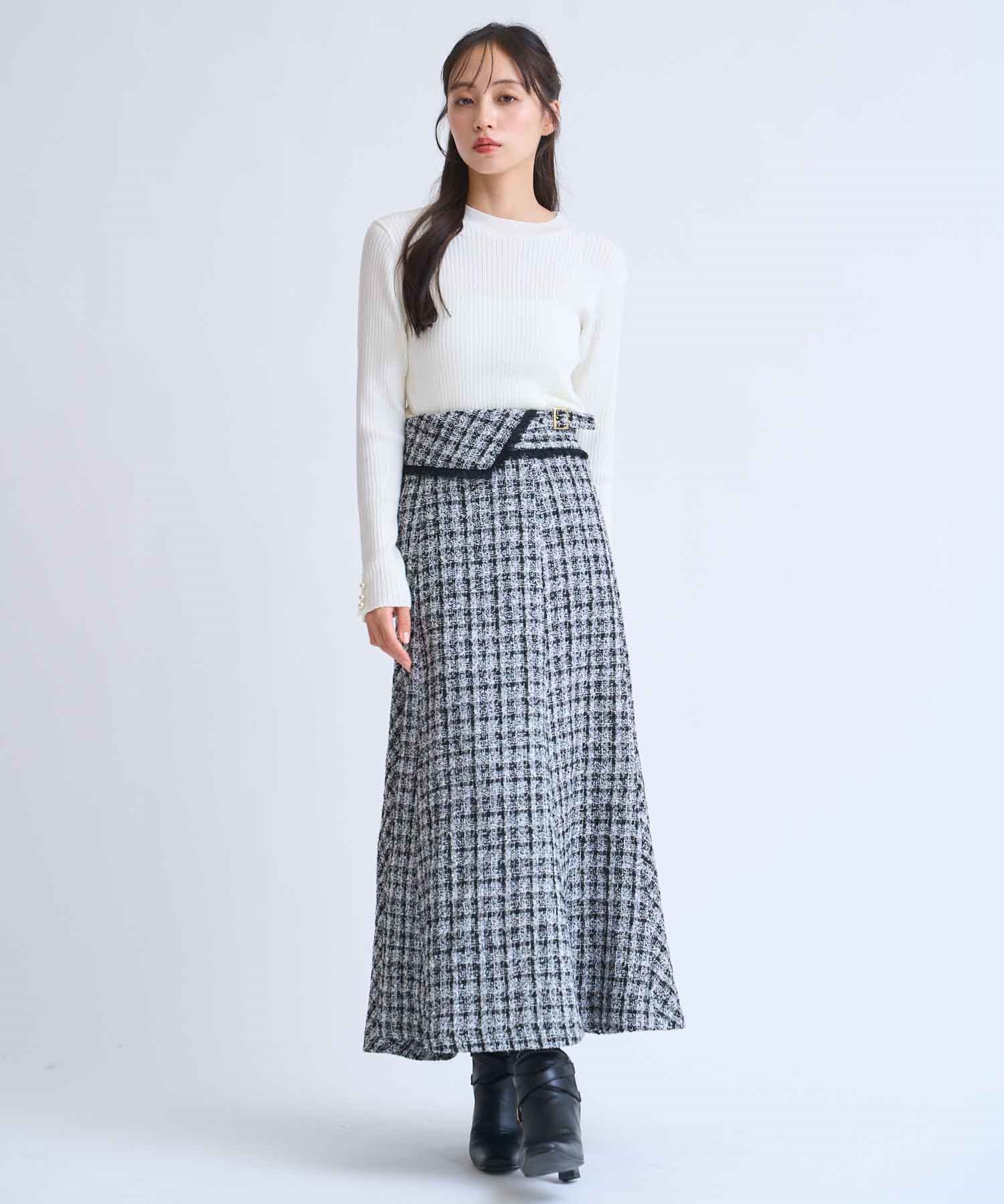 SSサイズあり】ツイードバックフレアスカート | フレアスカート