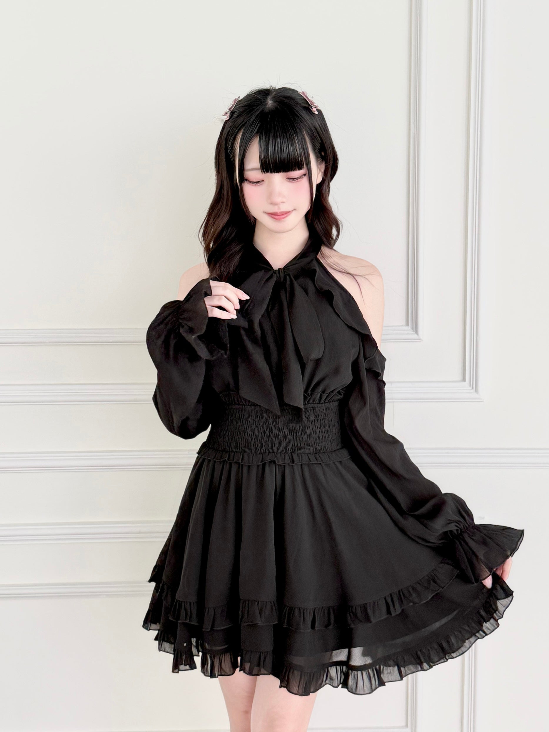 BunnyLis:リボンオフショルダーニットトップス – NoGenki