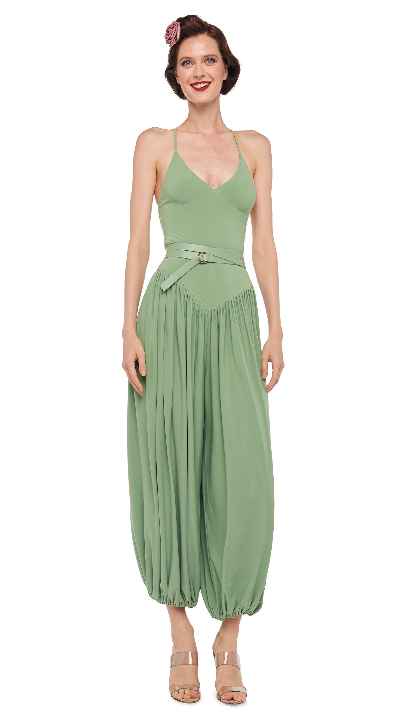 KENNY JUMPSUIT – Vintage Green – Norma Kamali