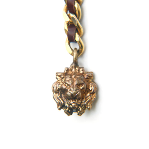 シャネル CHANEL ライオン チェーンレザー ベルト ブラウン P13373