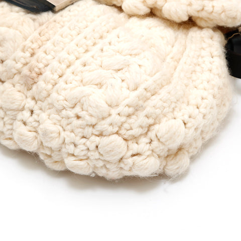 フェンディ FENDI マンマバケット ニット ハンドバッグ ホワイト