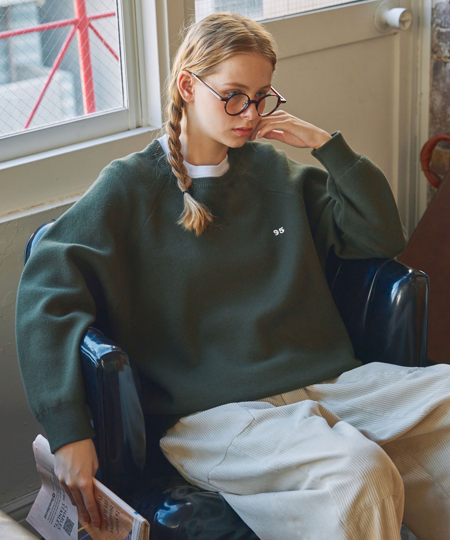 ナンバリング刺繍 ウォッシャブル スウェットライク ビッグニット MONO