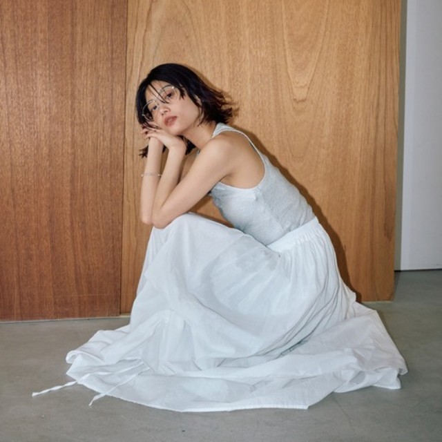 美品 FRAMeWORK シアーローンワイドイージーパンツ ゆったり ブルー 美