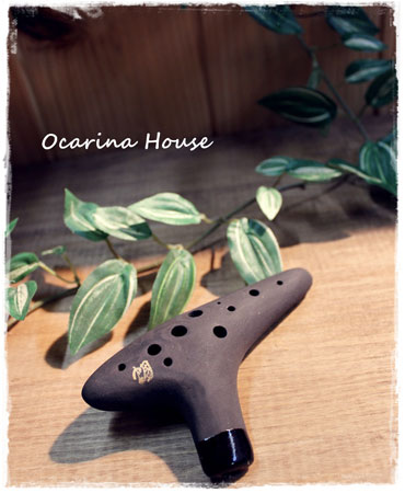 美品 オカリナ 森の音 オレンジと黒のグラデーション G管 美品