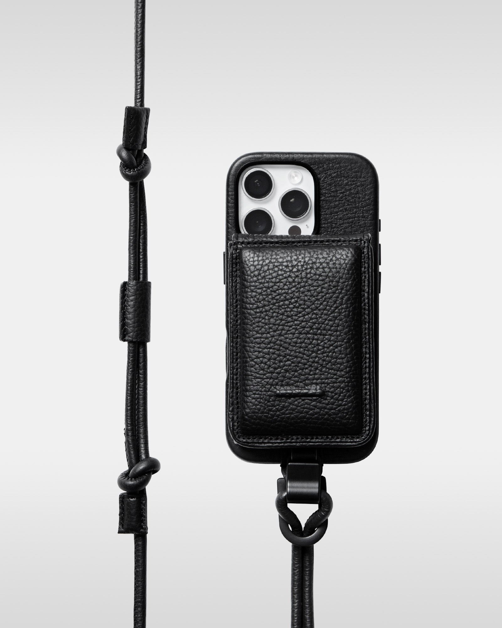 レザー製 iPhoneケース セット / 着脱可能ストラップ付スマホケース