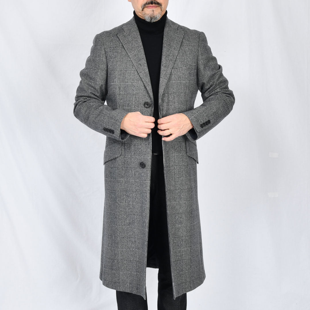 ティモシーエベレスト】ウールカシミヤビーバーチェック柄チェスター