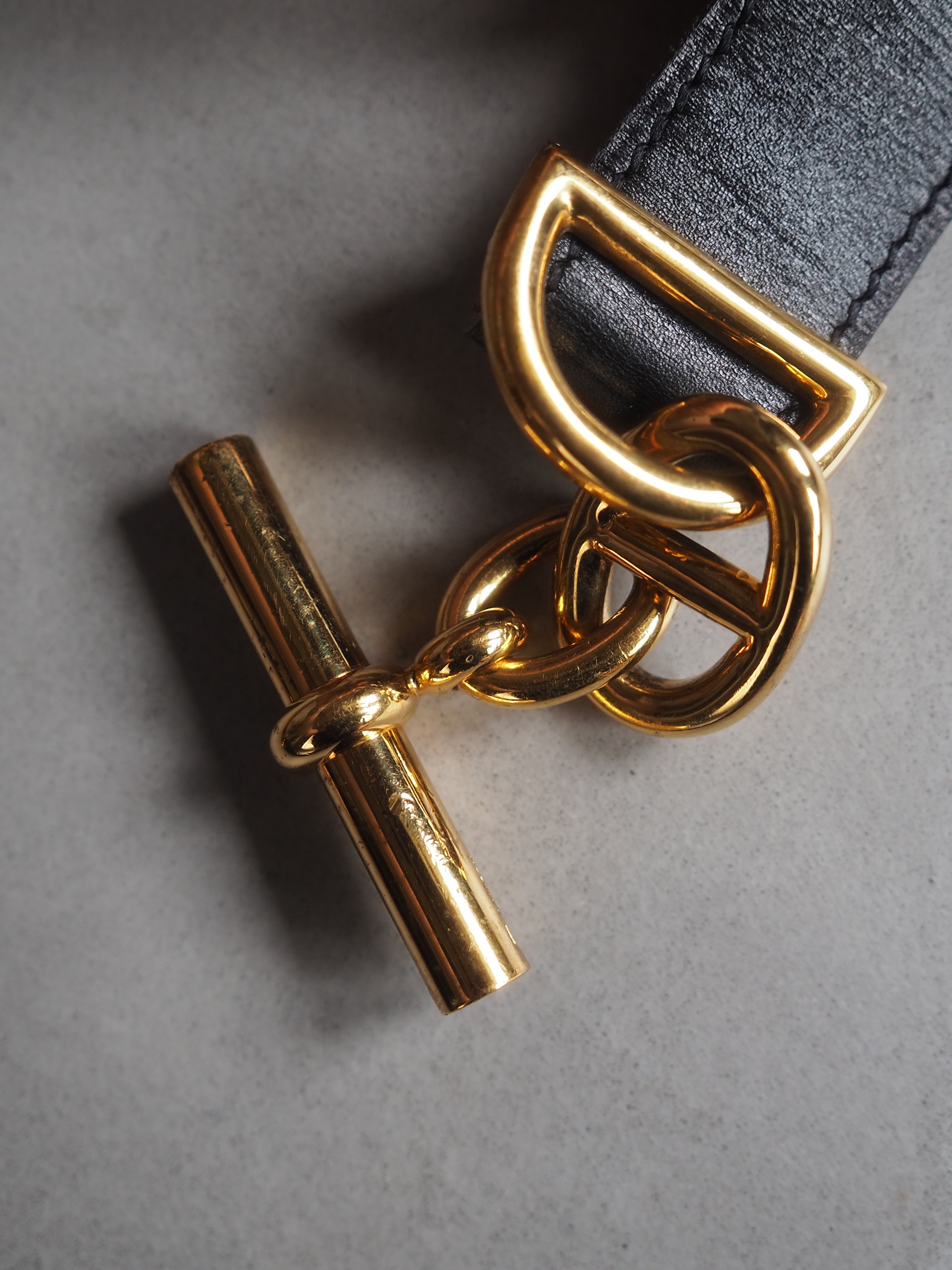 HERMES エルメス シェーヌダンクル ベルト 65 ゴールド ブラック