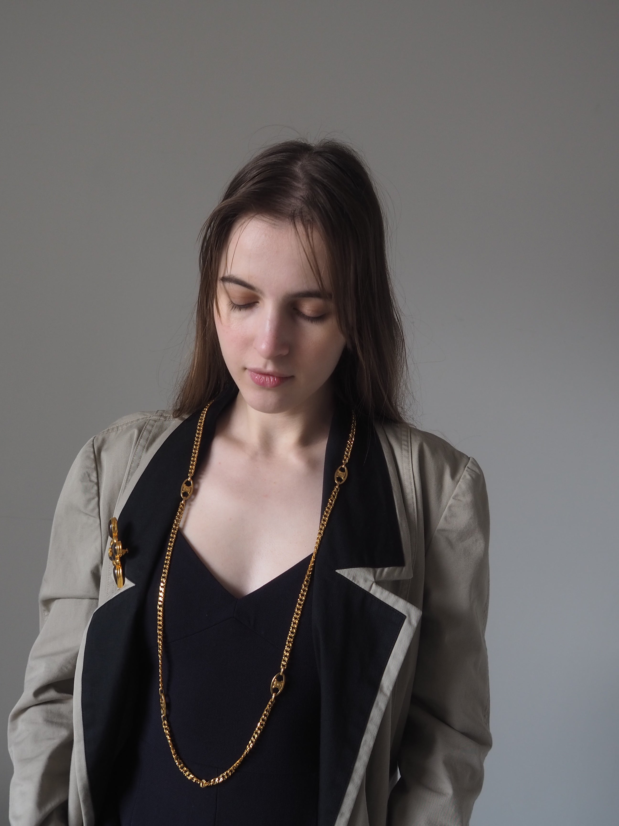 CELINE セリーヌ トリオンフ マカダム ロング ネックレス ゴールド