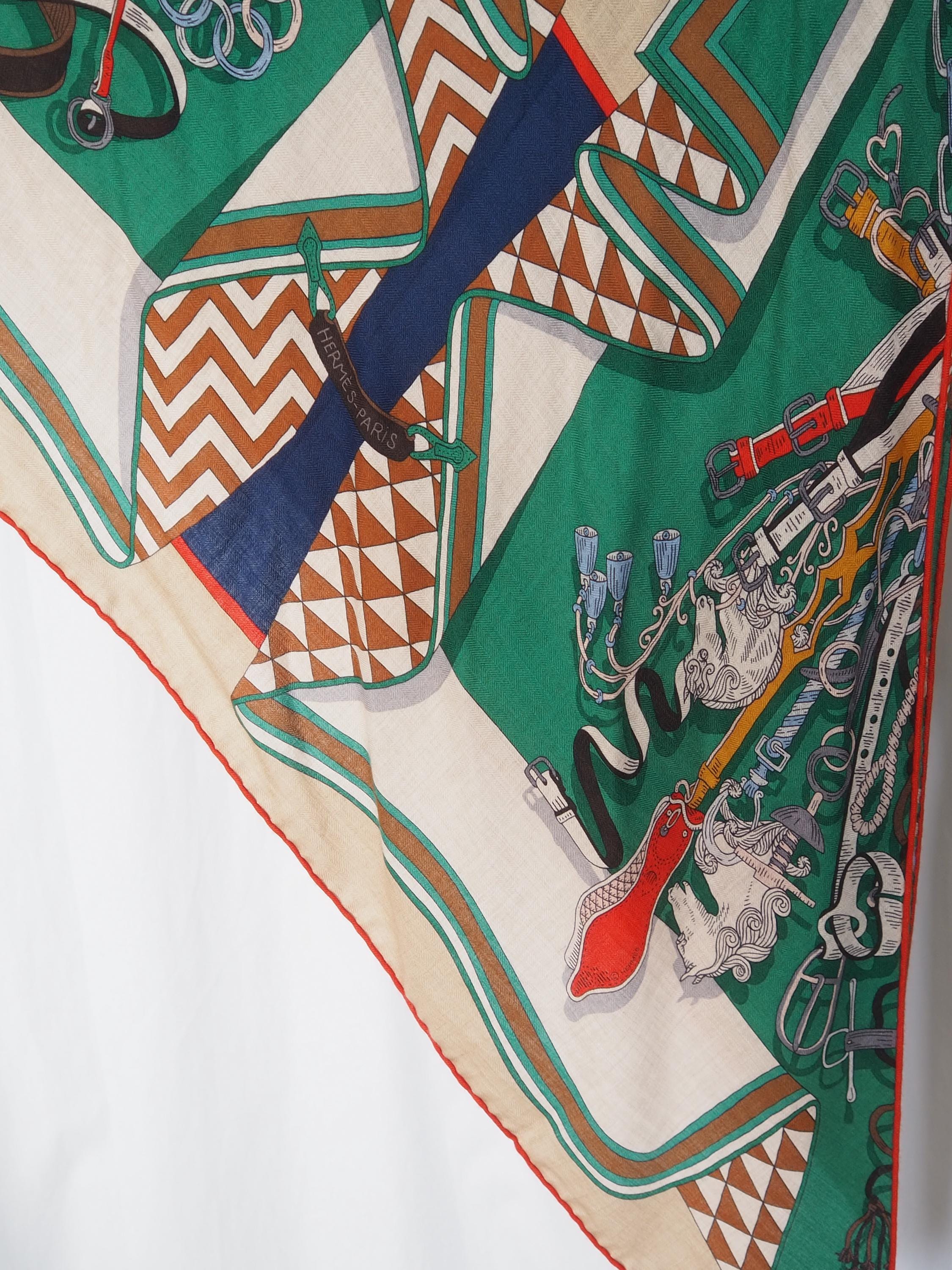 HERMES エルメス トライアングル ジェアン スカーフ カシミア シルク