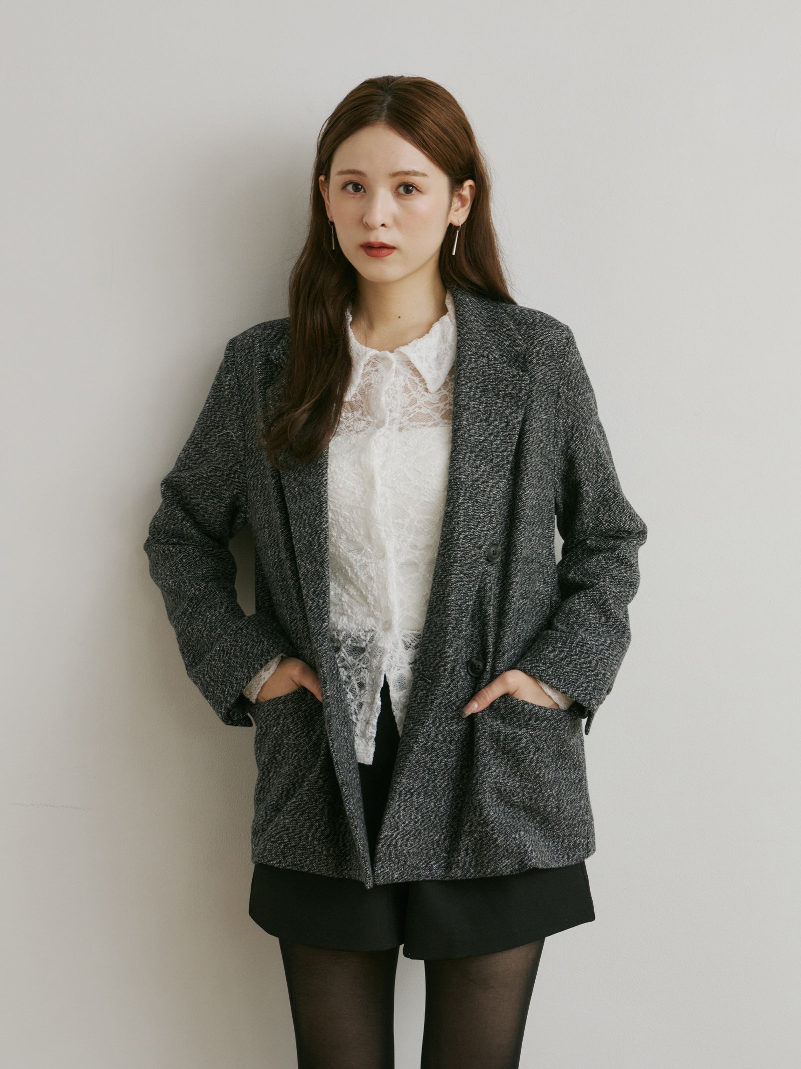 ツイードテーラードジャケット
