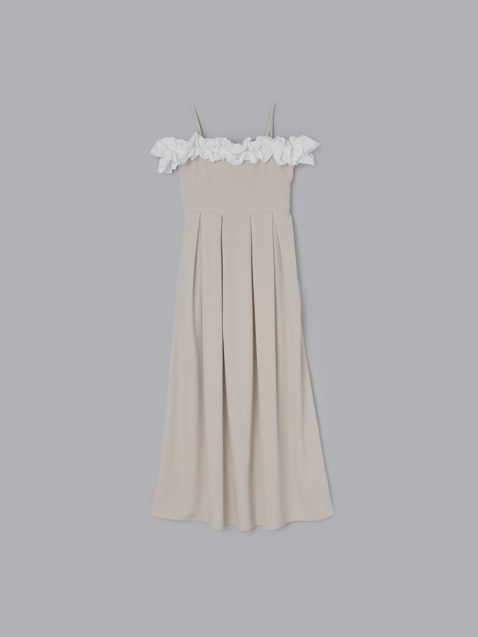 予約】【Kanako×Olu.】ショルダーフリルタックワンピース【発送予定日