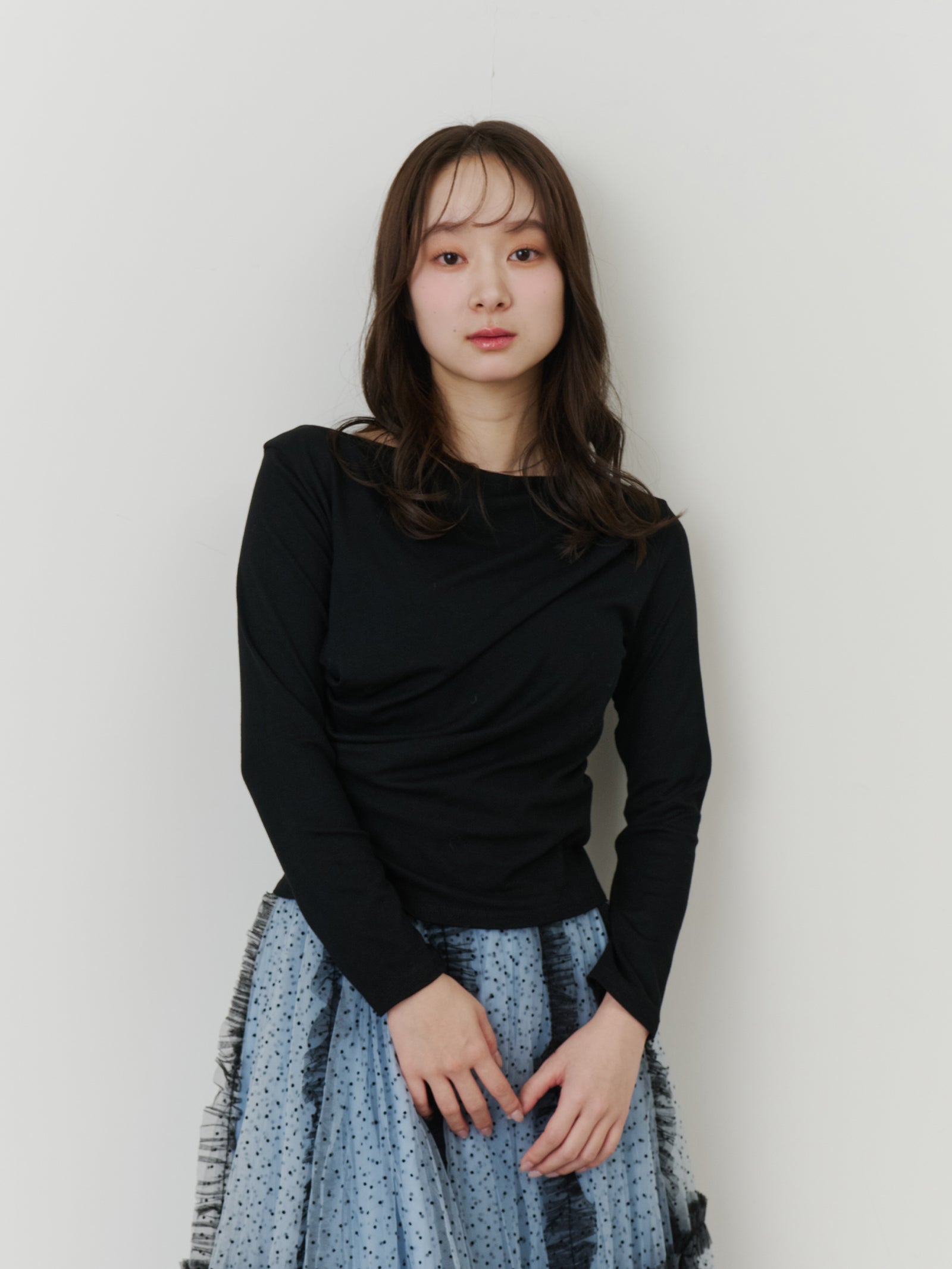 アシンメトリードレープトップス