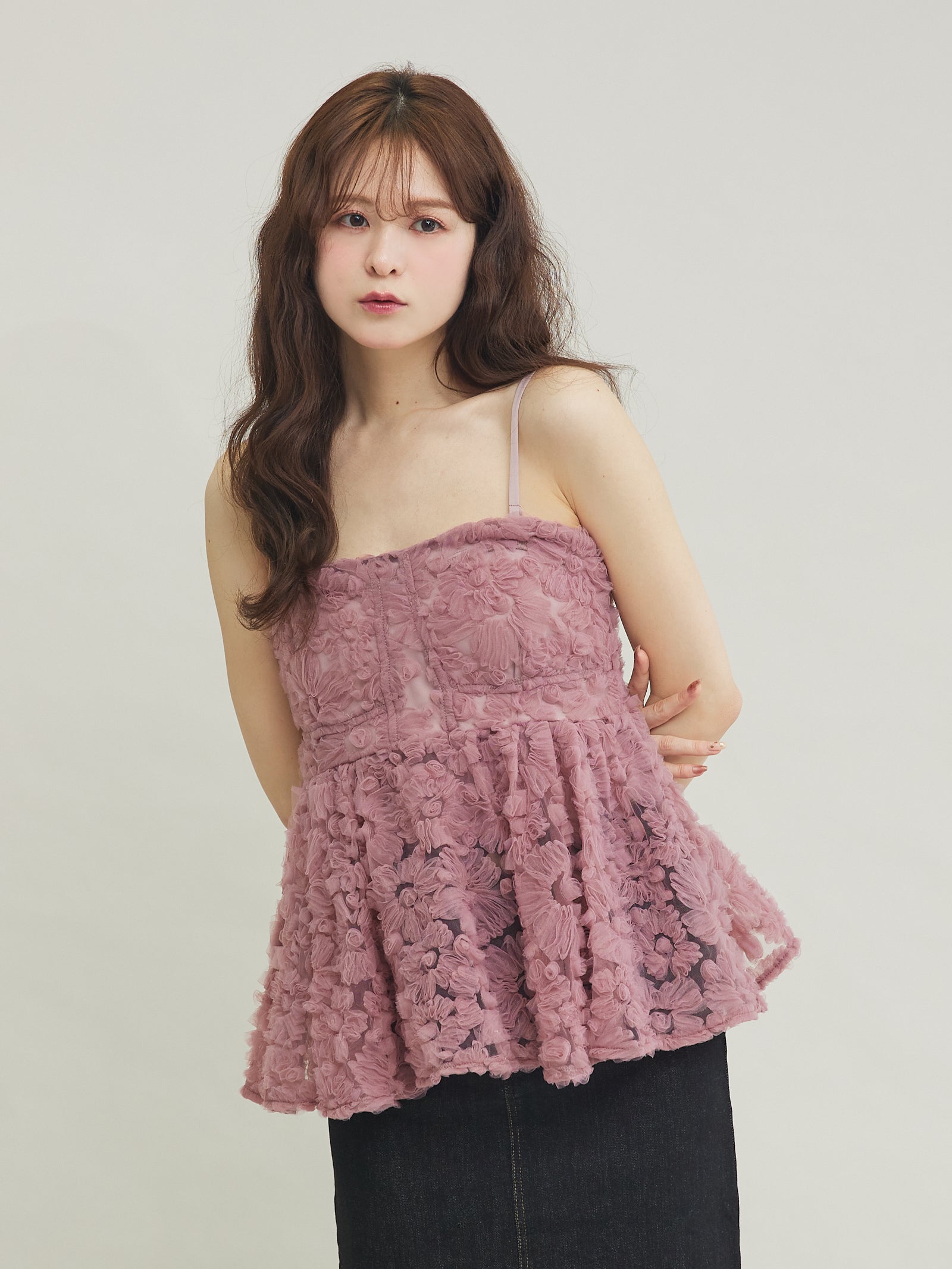 3wayペプラムチュールビスチェ