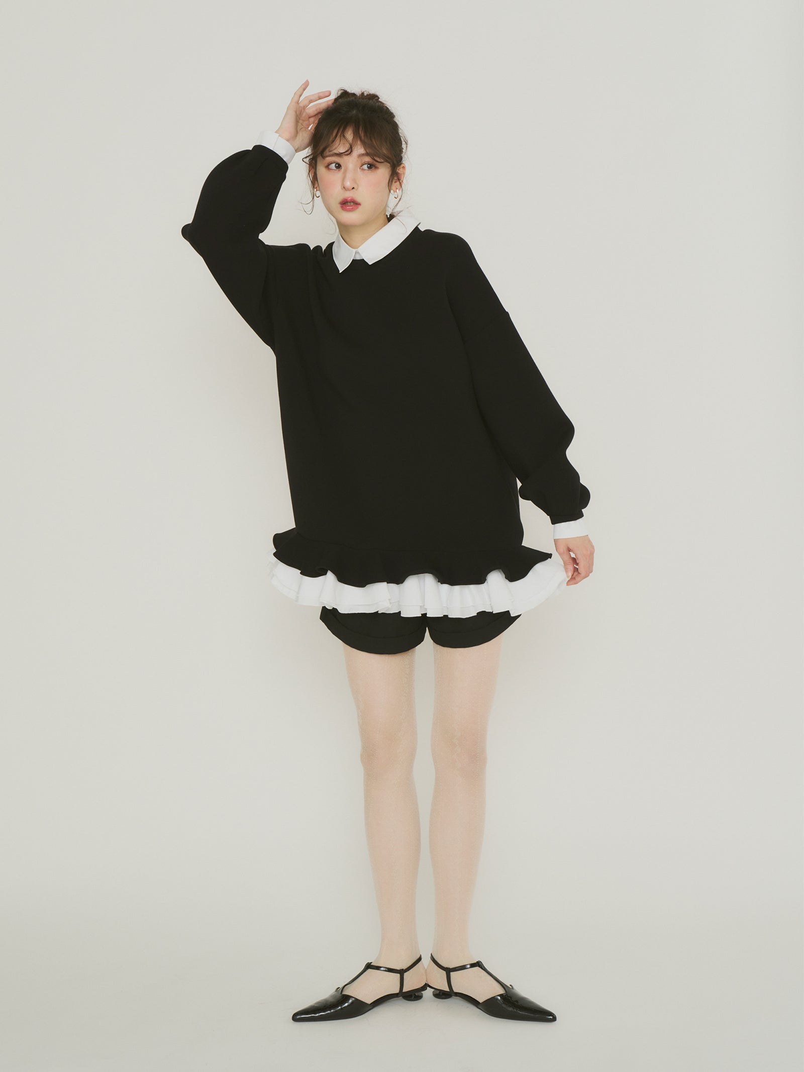 フリルレイヤードダンボールスウェット