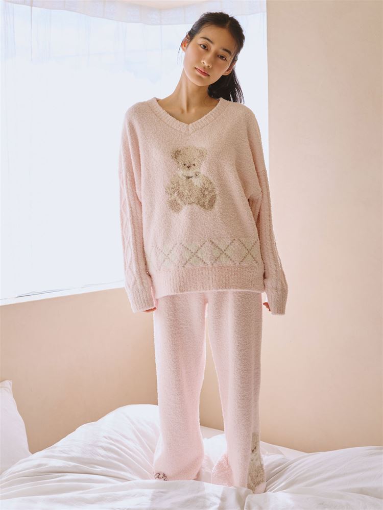 厚手モールアーガイルくま柄プルオーバー: ルームウェア(部屋着