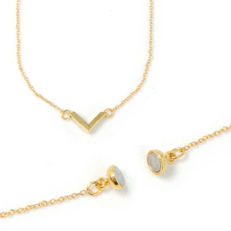 ネックレス ニッケルフリー V字 ストーン メタル マグネット プチ