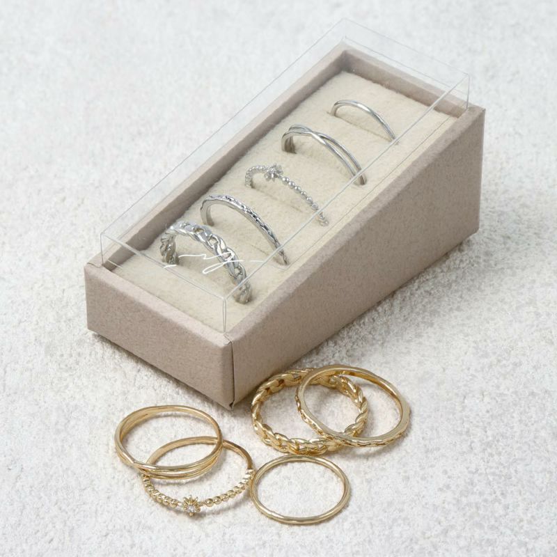 リング ニッケルフリー メタル スター ストーン ミル打ち クロス