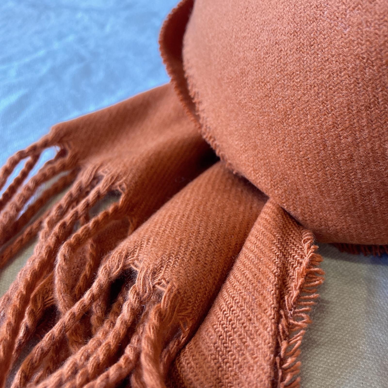 カシミヤタッチ無地マフラー(オレンジ)