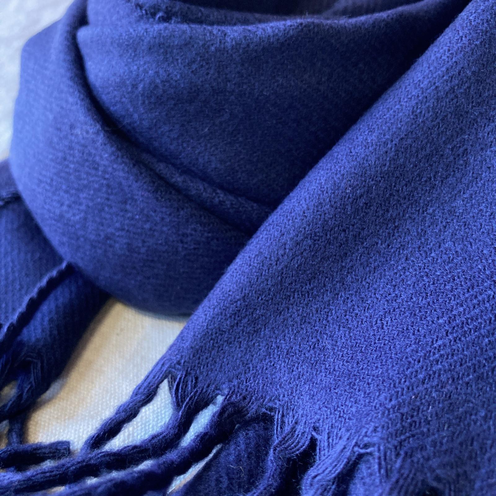 カシミヤタッチ無地マフラー(ネイビー)