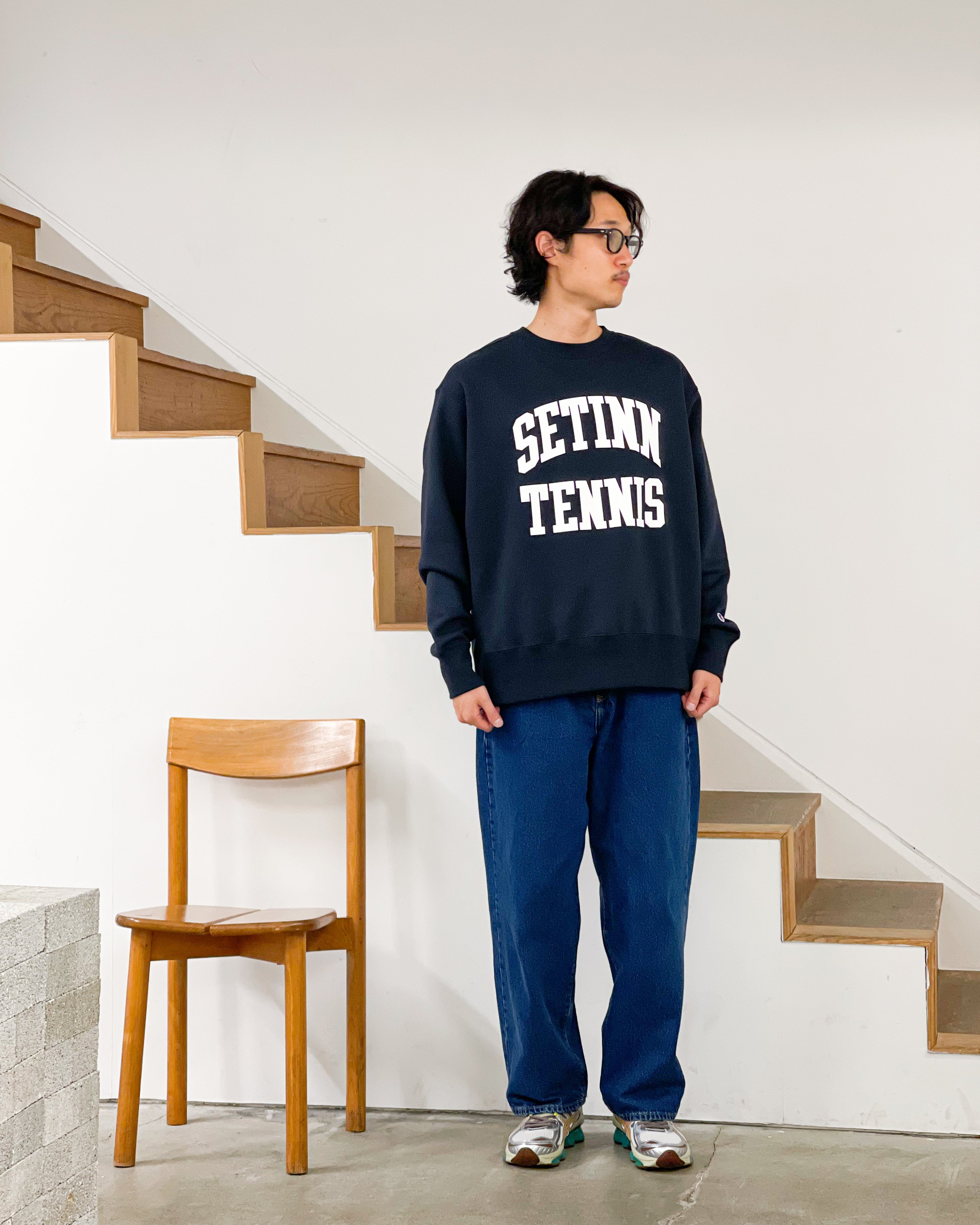 SETINN】Champion STN TENNIS CREW SWEAT - NAVY