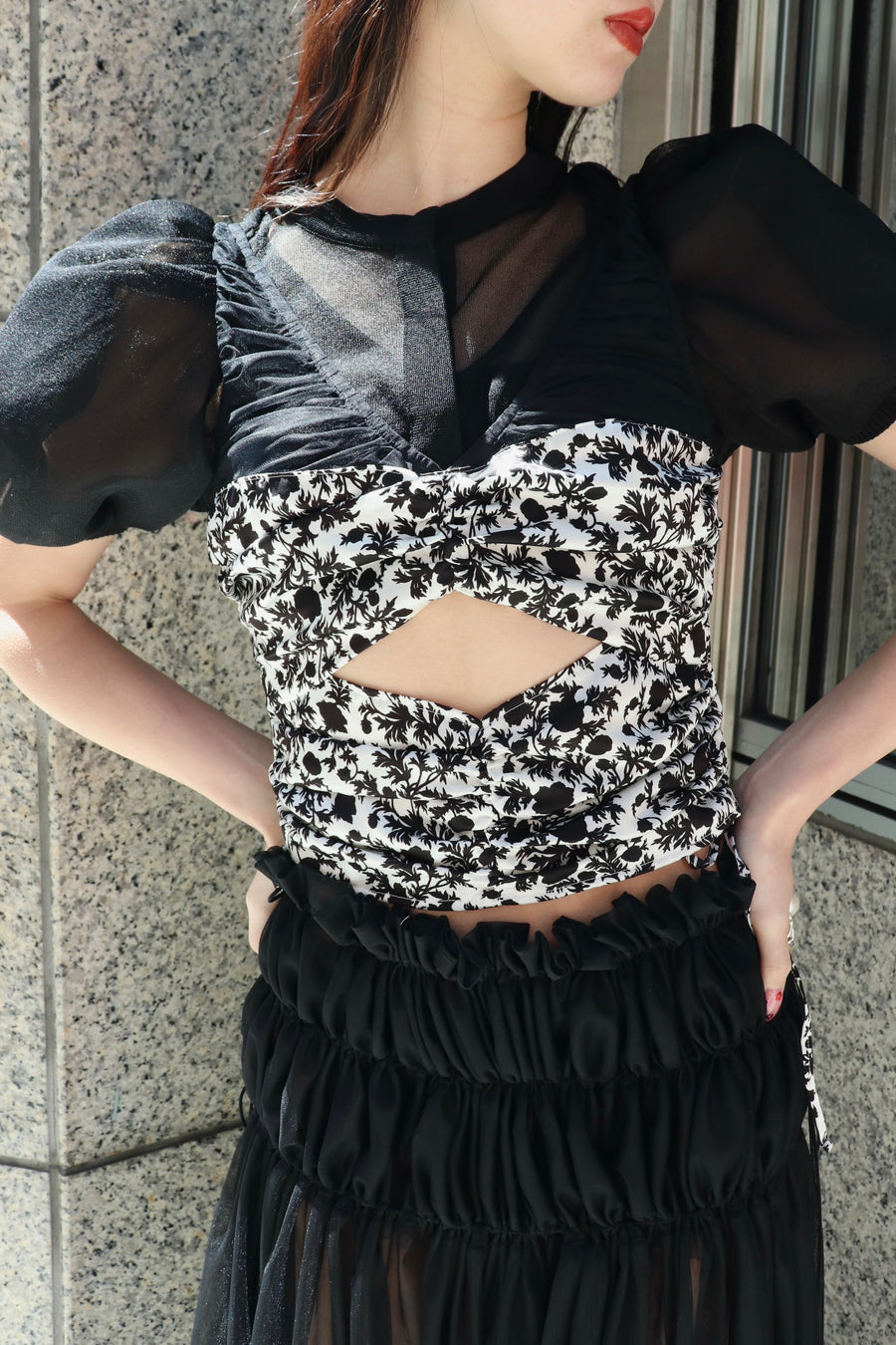 FETICO(フェティコ)のFLOWER PRINT GATHERED TOPの通販｜PALETTE art