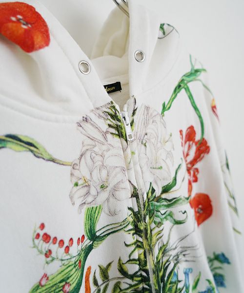 AHCAHCUM あちゃちゅむ お花の体ジップパーカー（シロ）