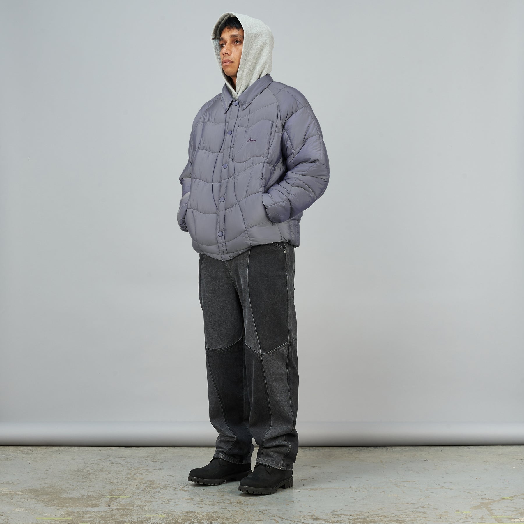 Dime Midweight Wave Puffer Jacket - Silver Gray – Palm Isle Skateshop