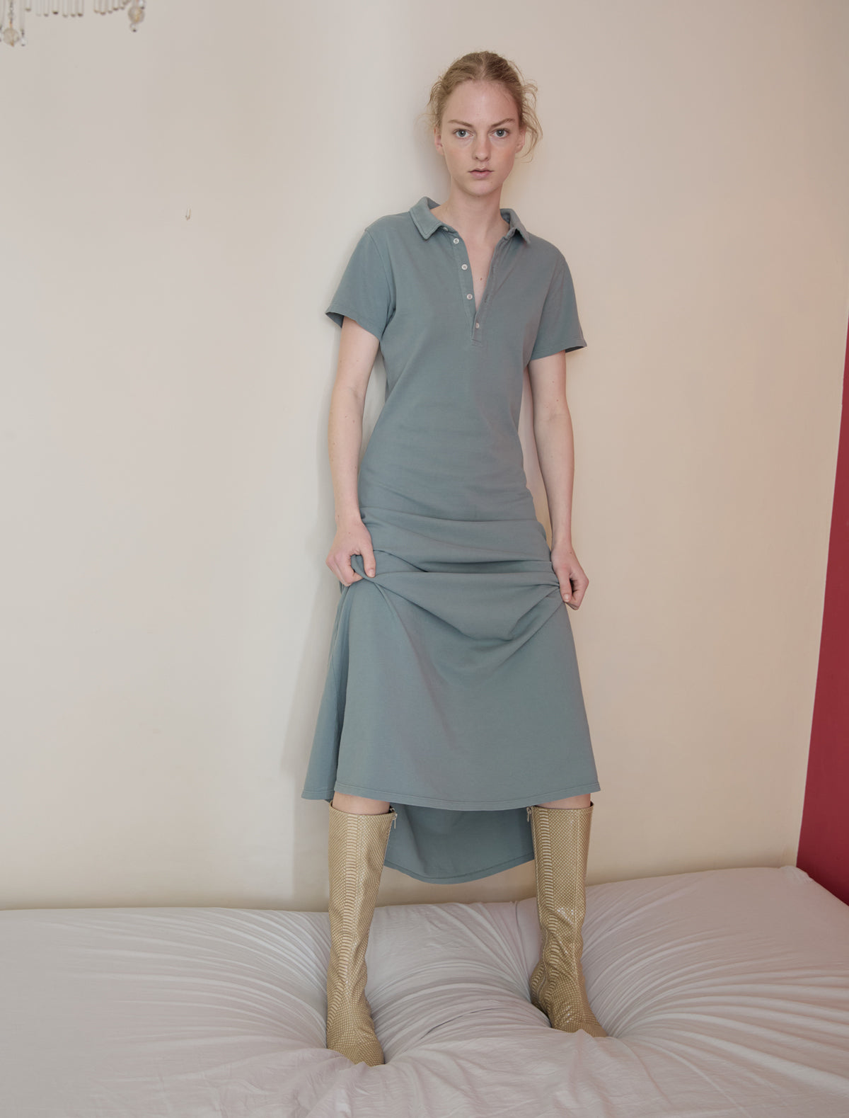 PW POLO DRESS-Short-sleeve long dress made from classic piqué polo