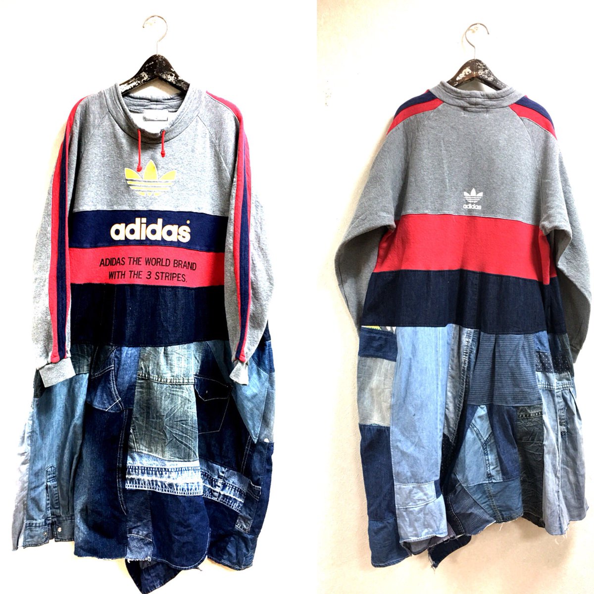 最強のデニムパッチワーク✨🎶✨ modelly remake adidas 本日入荷
