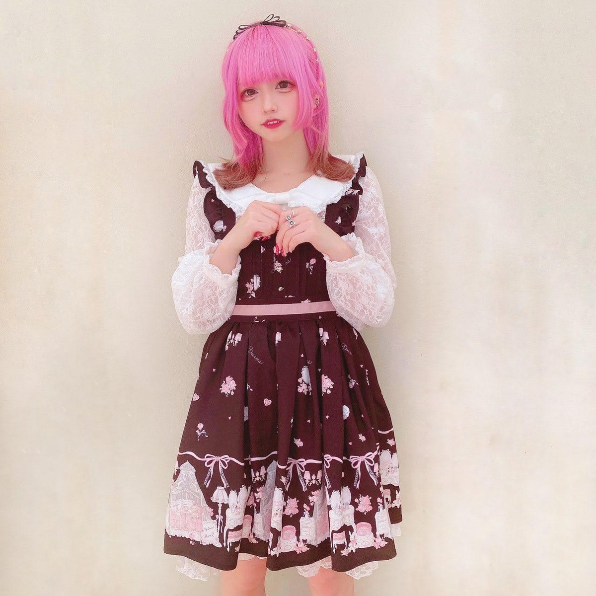 前週売数ランキング✨ 🥈My Secret Room柄ワンピース 111-6010-0 white