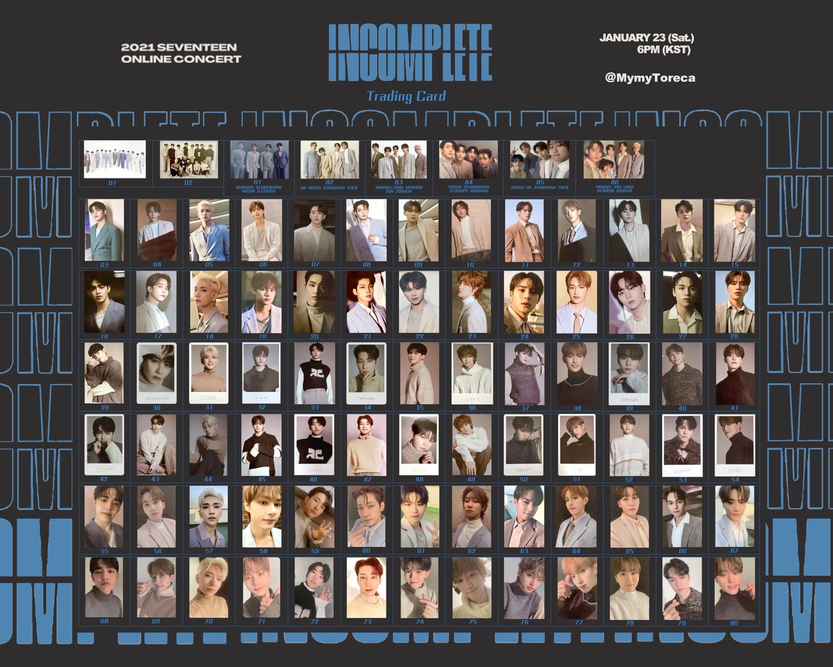 seventeen 2021 online concert incomplete Trading Card list 全員
