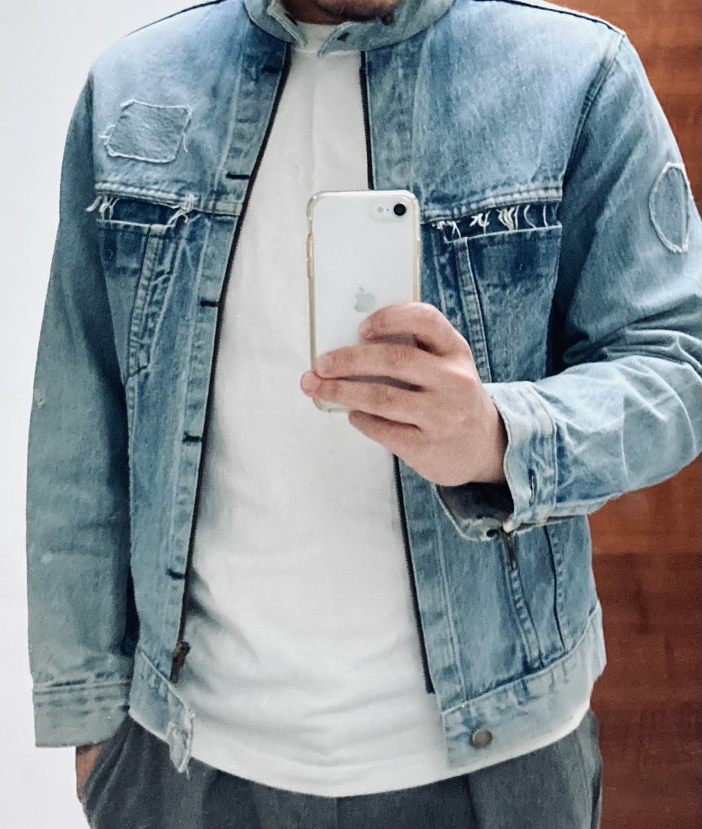 マルジェラの02ssアーティザナルデニムライダース。グレーのワイド