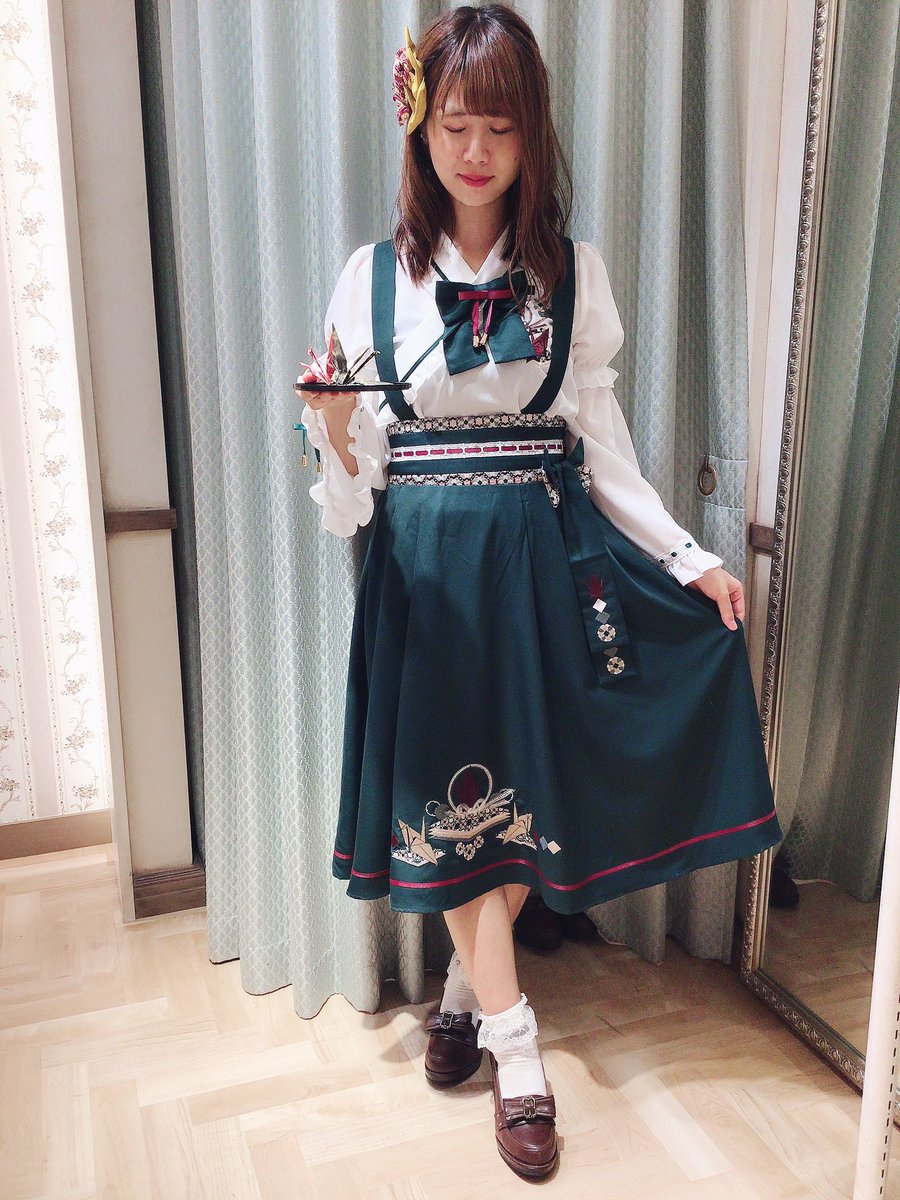 New 千代紙あそびの折鶴袴風スカート ボルドー/グリーン/パープル