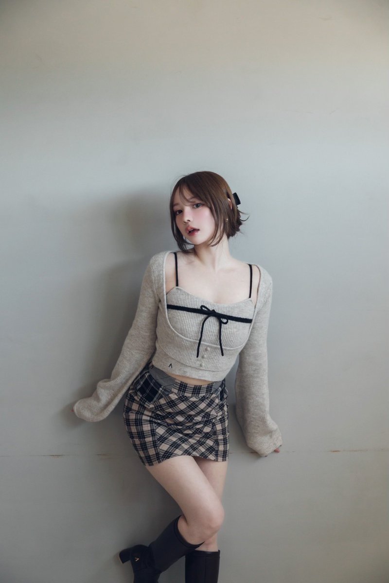 Natalie ribbon set color black/beige ¥14300-tax in ウール混で