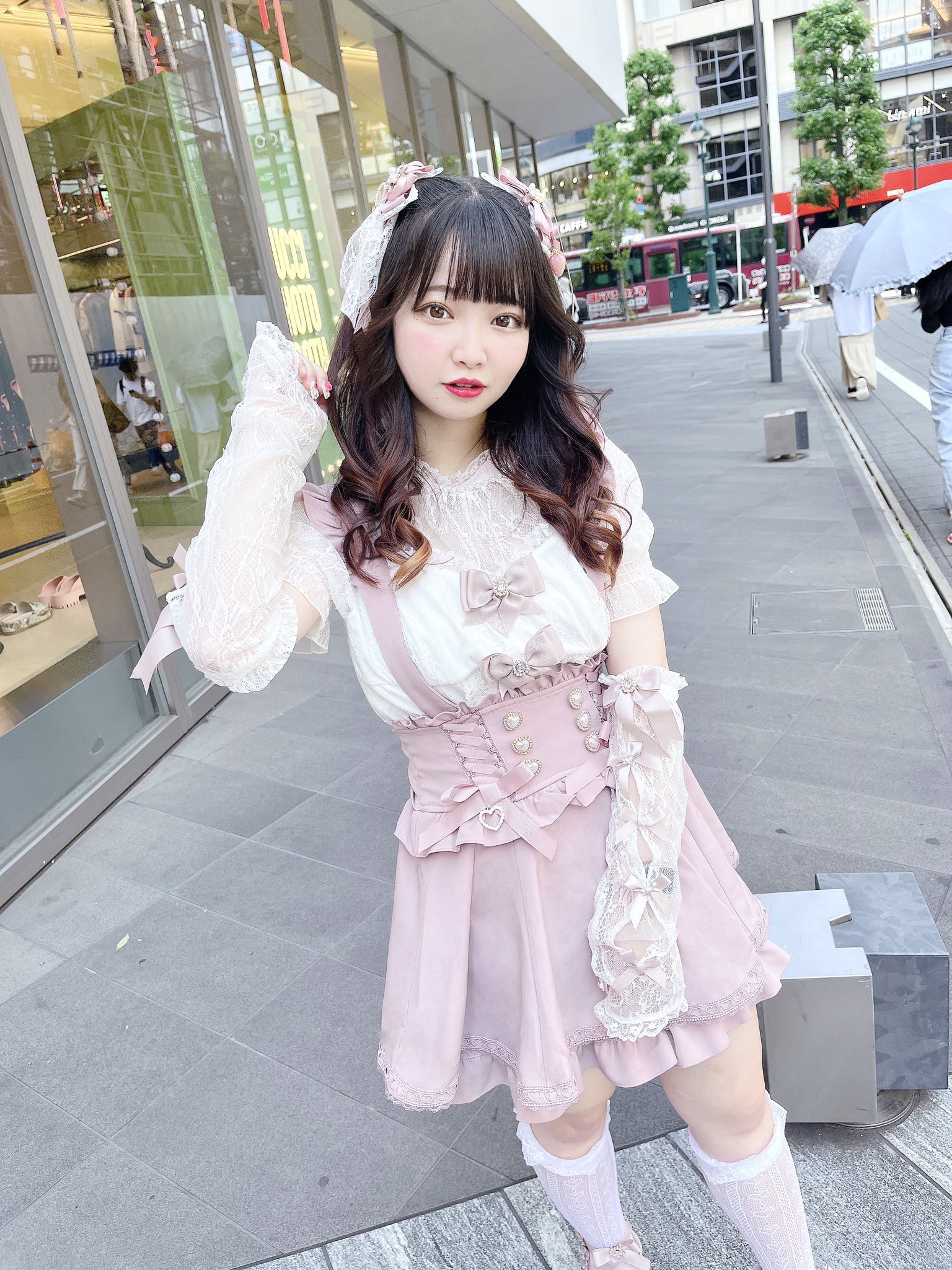 LIZ LISA ピンクブラウン系チェック フレアスカパン LIZLISA 希少