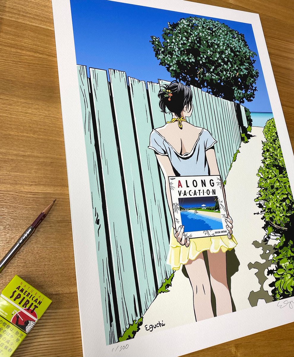 新しい版画にサインを入れました。 「A LONG VACATION 」40th