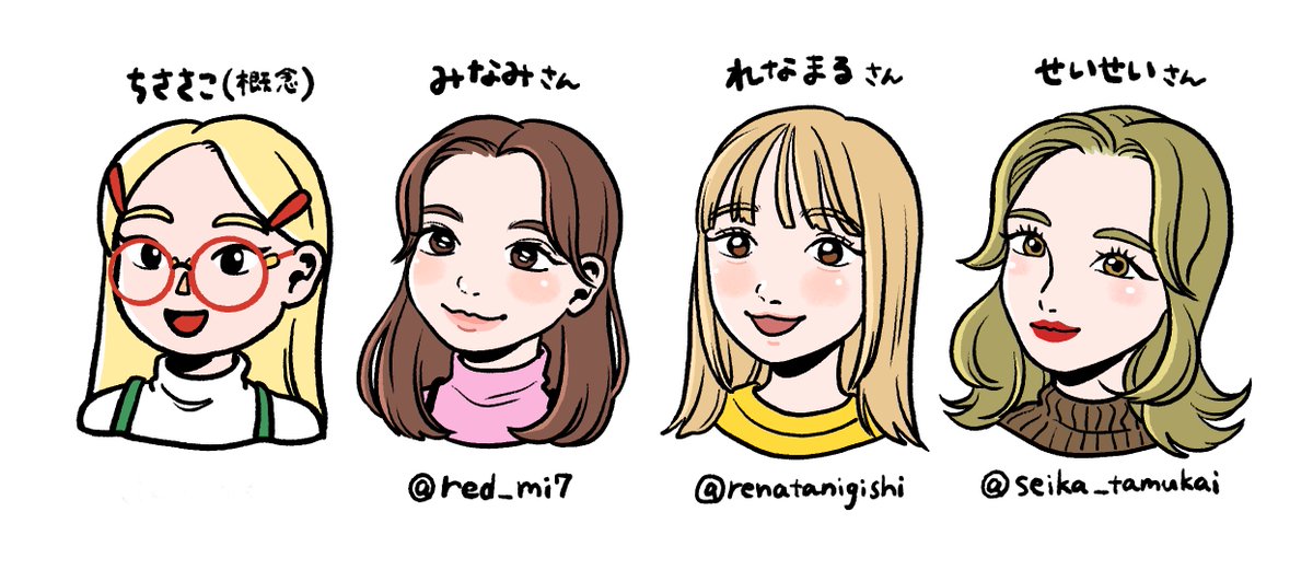 TGGさんコラボ動画で使っていた似顔絵イラストはこんな感じ✎ 似顔絵は