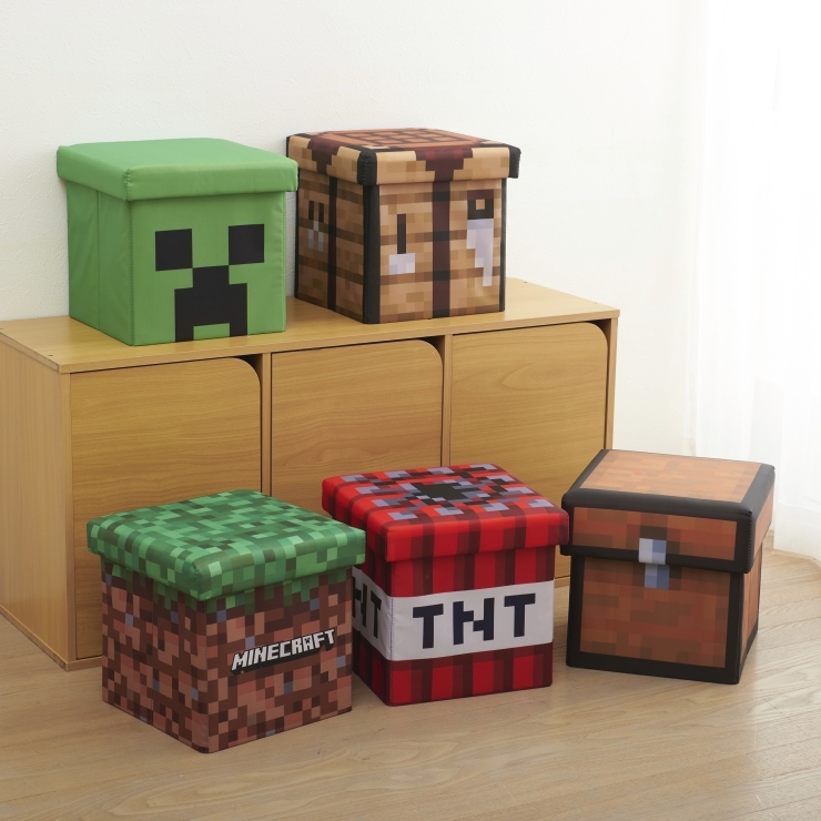 マインクラフト」のダイカットクッションや、 収納スツール、キッズ