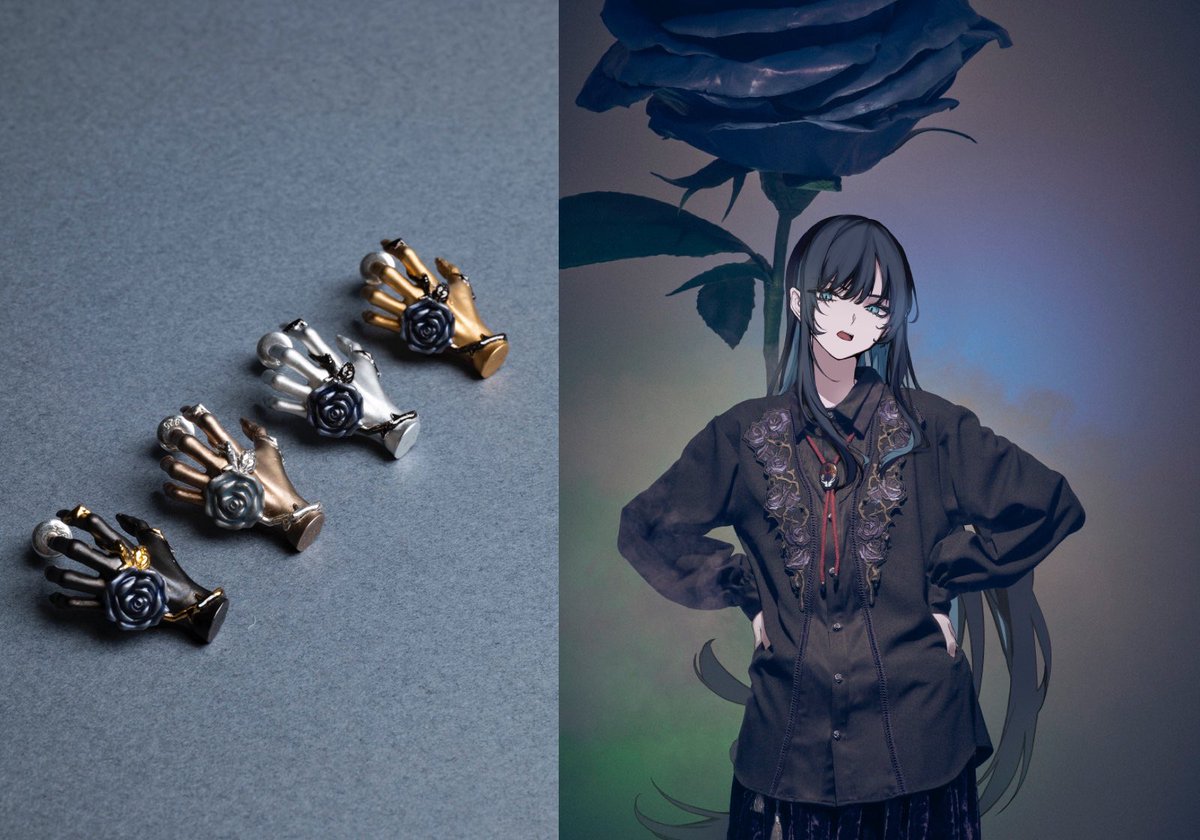 あと下からグラデの青薔薇ネクタイの付けてる感じ写真なかったので