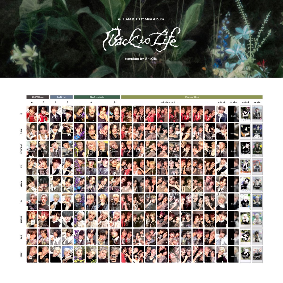 &TEAM 1st mini album 'Back to Life' photocard template 앤팀 포카