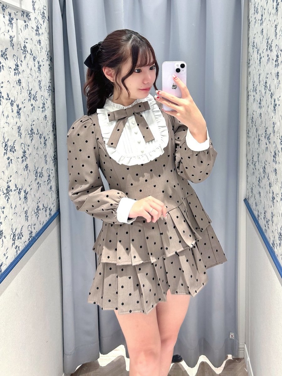 evelyn プリーツティアードミニOP ワンピース チャコールグレー