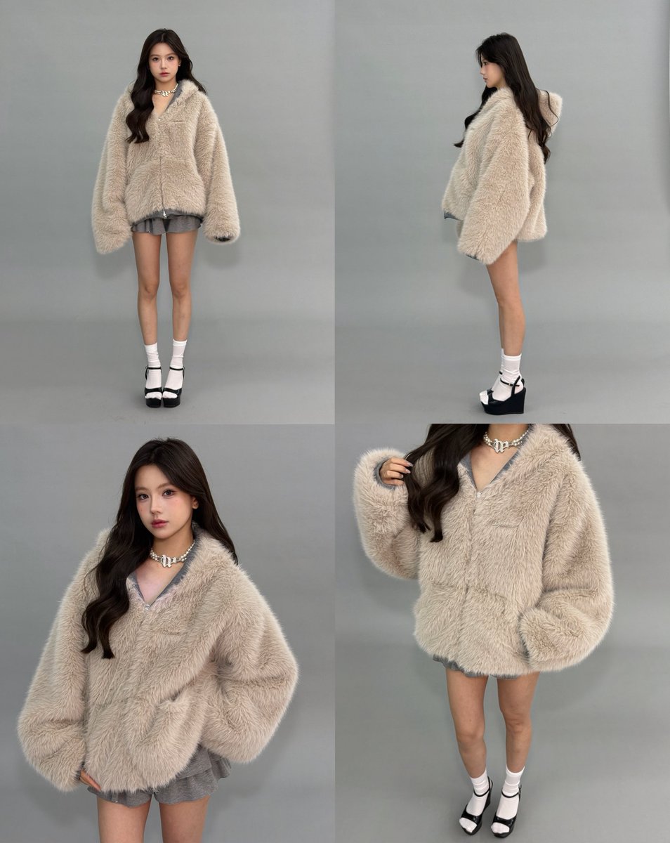 reversible detail ꨄ Kirakira 2way fur zip up キラキラもファーも
