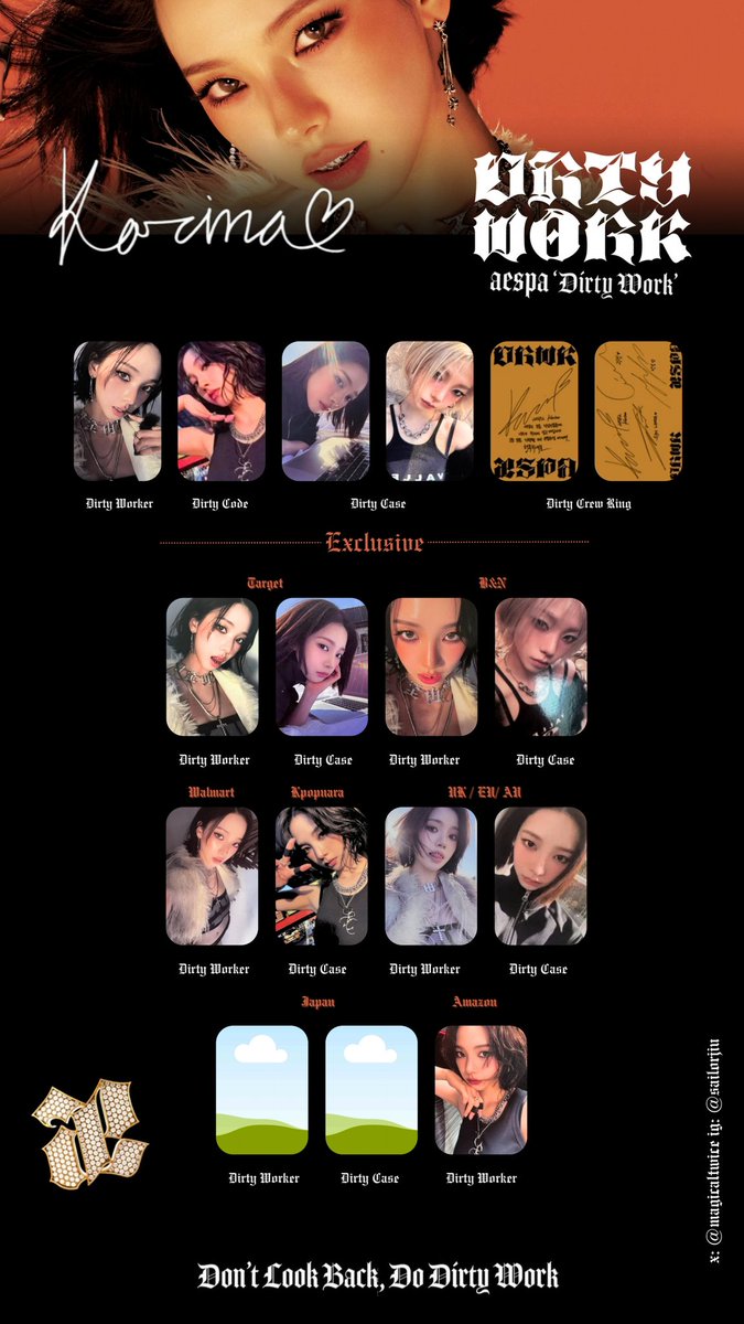 Aespa Dirty Work Full Photocard Template Karina Giselle Winter