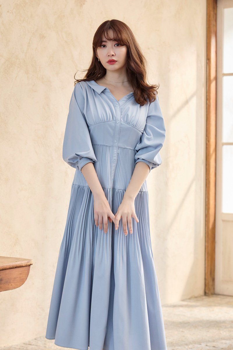 Pleated Open Shirt Dress// プリーツディティールが美しい シャツ