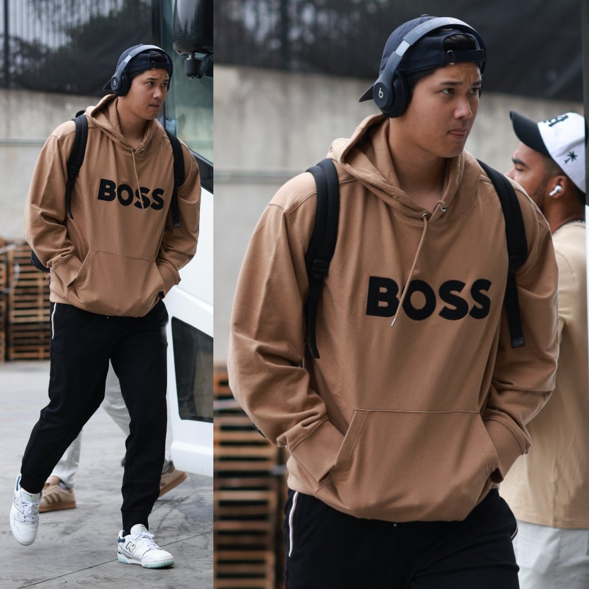 大谷翔平がBOSSのパーカーをまといクールに球場入り！ MLB公式が私服