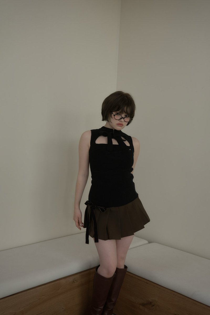 Valentine ribbon mini skirt color beige/brown size s/m ¥13,200-tax