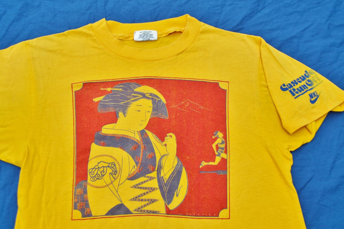 The t-shirt is inspired by a rare vintage Nike Geisha Cascade Run