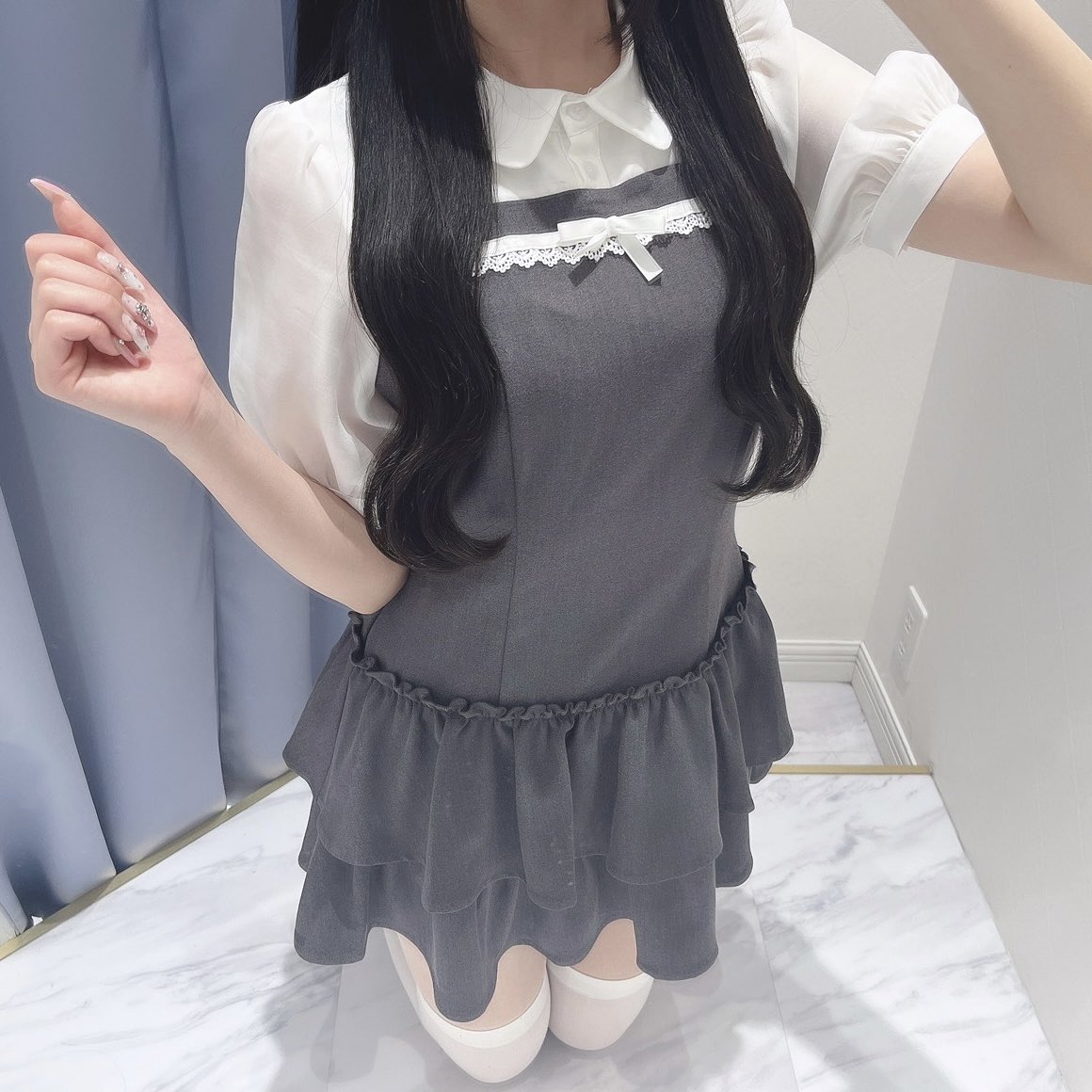 evelyn大阪店🪡 ♡ドッキングティアードOP ¥9800-(taxin) 襟付きでお