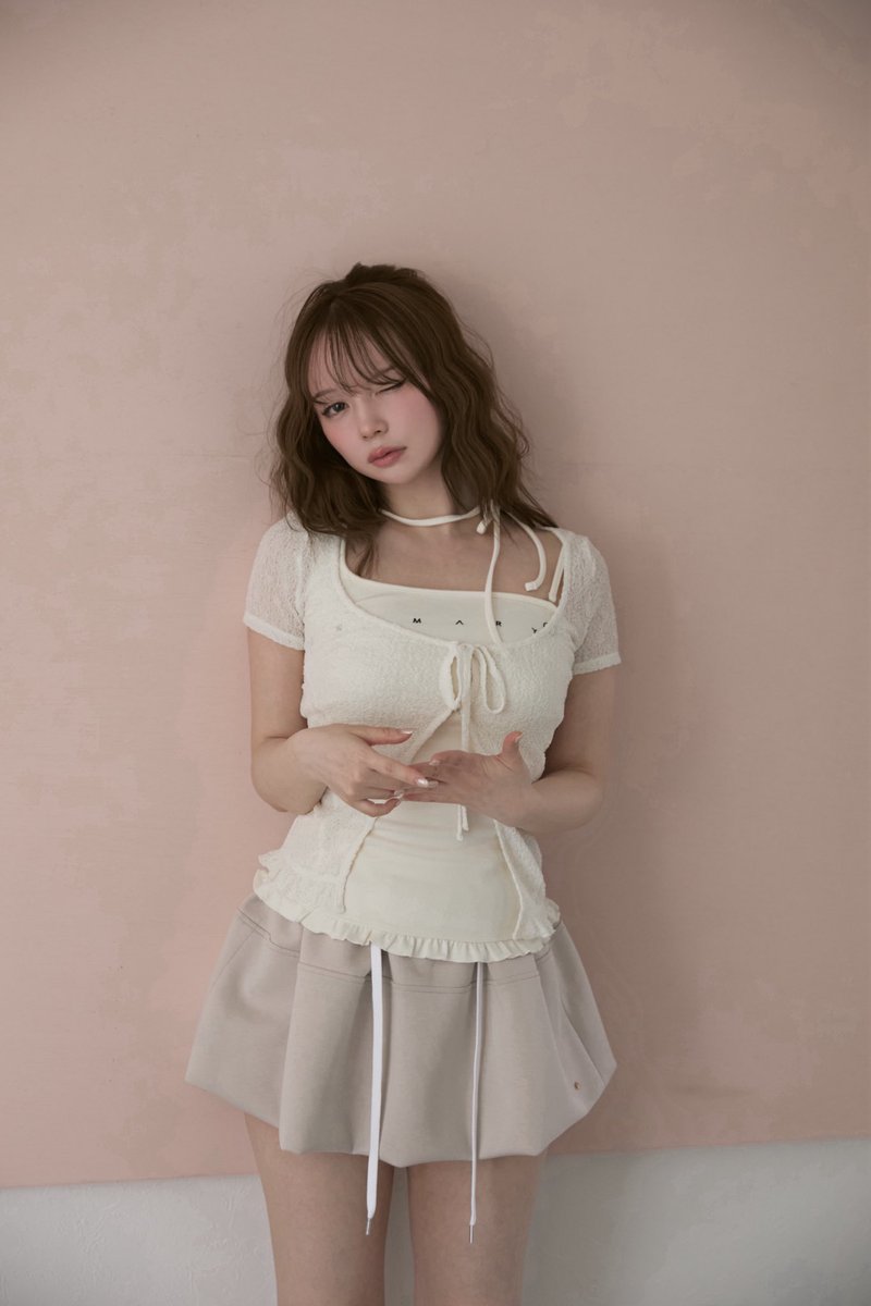 Claire set tops color ivory/black ¥12100-tax in キャミソールは